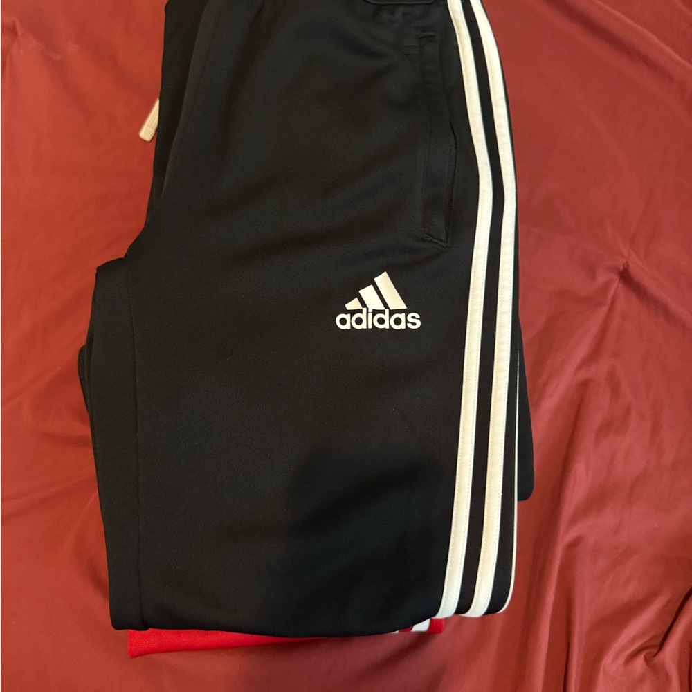 Adidas Black and White Sweatpants with Signature Stripes